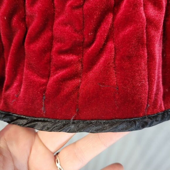 john paul richard womens velevt quilted jacket wine red size large button front - Picture 9 of 10